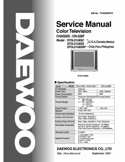 Daewoo DTQ-21U6SC, DTQ-21U6SS (P) Service Manual (Sept.2001) Color Television - (4.247Kb) part 1/2 - pag. 33